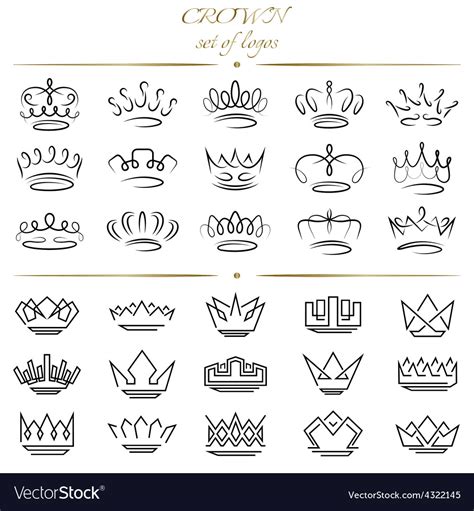 Set Of Crowns In Different Styles Royalty Free Vector Image