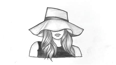 Beautiful Girl Drawing With Hat How To Draw Girl With Hat Easy