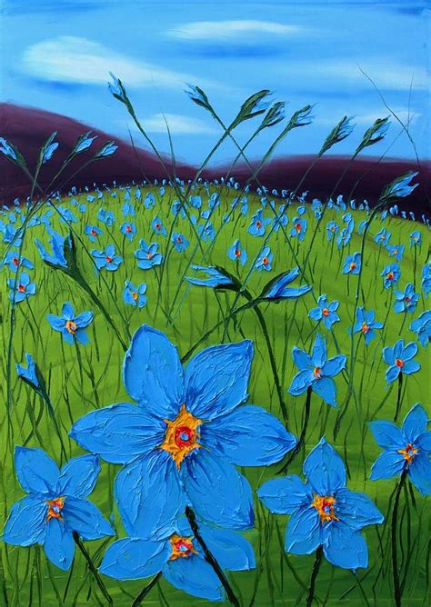 Field Of Blue Flax Flowers 4 Painting By James Dunbar Fine Art America