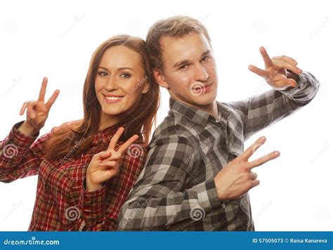 Lovely Couple With Thumbs Up Gesture Stock Image Image Of Gesturing