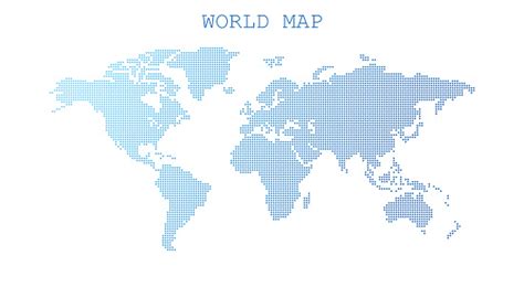 Dotted Blank Blue World Map Isolated On White Background World Map