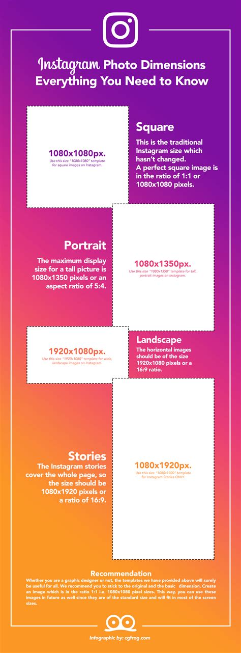 Infographic Instagram Photo Dimensions And Size Instagram Dimensions