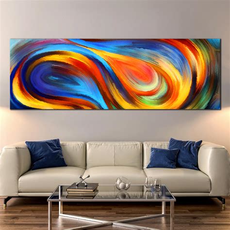 4 Piece Wall Art Abstract Colorful Waves, Multi-Panel Home Canvas Décor ...