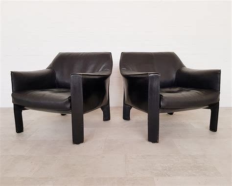 Cassina cab 415 black leather lounge chairs by mario bellini, 1980s. Cassina CAB 415 black leather lounge chairs by Mario ...