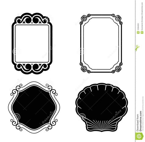 Collection Vintage Picture Frames Vector Stock Illustration