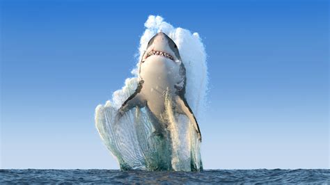 Great White Shark Shark Render Sea Fangs Hd Wallpaper Wallpaper Flare