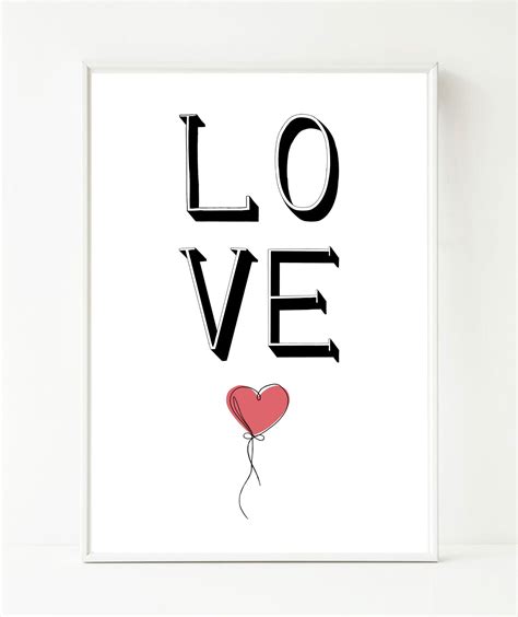 Liebe Druck Valentines Herz A4 Abbildung Etsyde