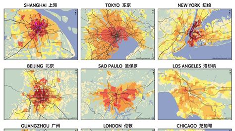 Population Density And Urban Transit In Large World Cities Vivid Maps