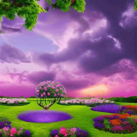 Realistic Image Of Garden Of Eden With Flowers · Creative Fabrica