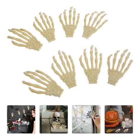 8pcs Halloween Skeleton Hand Prop Halloween Skeleton Hands Realistic