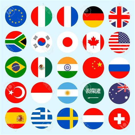 Round National Flags World Countries Flag Circles Vector Image Images