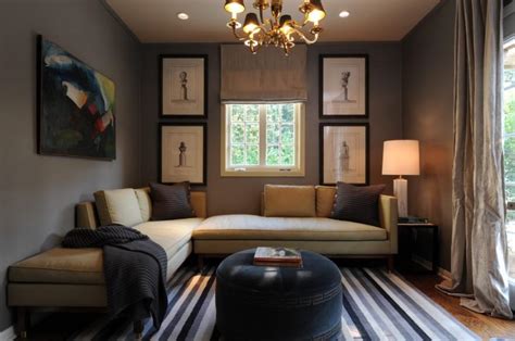 Grey Den Room With Beige Sofas Founterior