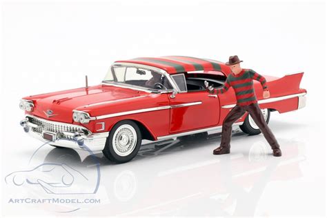 Cadillac Series 62 Year 1958 With Freddy Krueger Figure Red Jada Toys