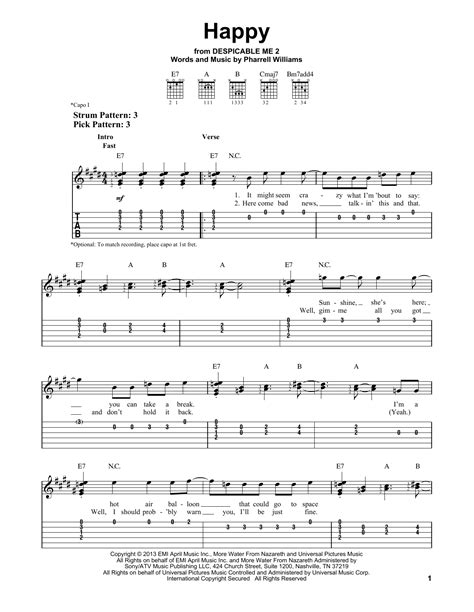 Happy By Pharrell Easy Guitar Tab Guitar Instructor