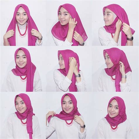 Gambar Cara Memakai Hijab Segi Empat Terbaru