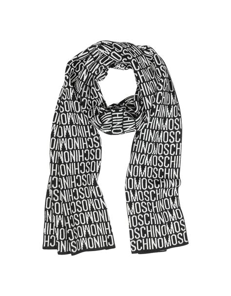 Moschino Signature Wool Blend Long Scarf In Black Lyst