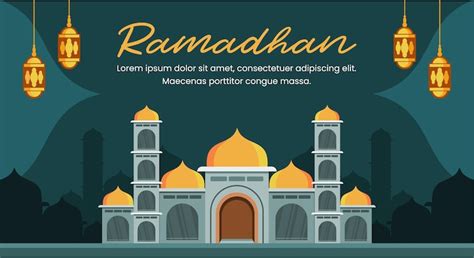 Исламский фон для плоской иллюстрации рамадана Премиум векторы