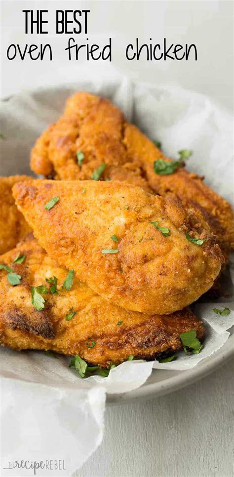 Drizzle each chicken breast with half of the olive oil and lightly pat so it evenly covers. The BEST Oven Fried Chicken Recipe (Baked Fried Chicken ...