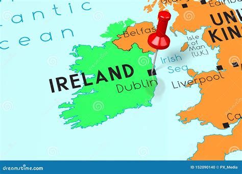 Irlanda Dublín Capital Fijado En Mapa Político Stock de ilustración