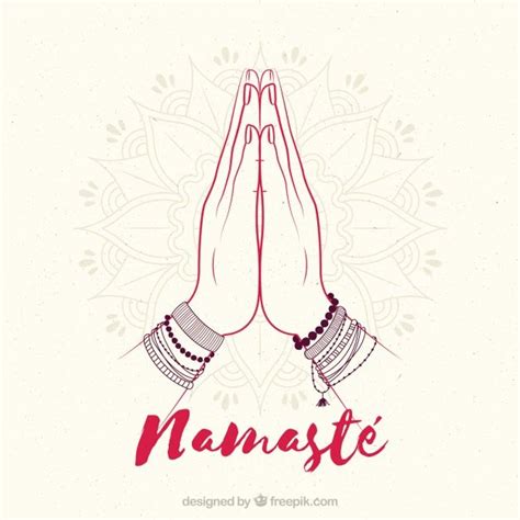 Hand Drawn Namaste Gesture Free Vector Namaste Art How To Draw Hands