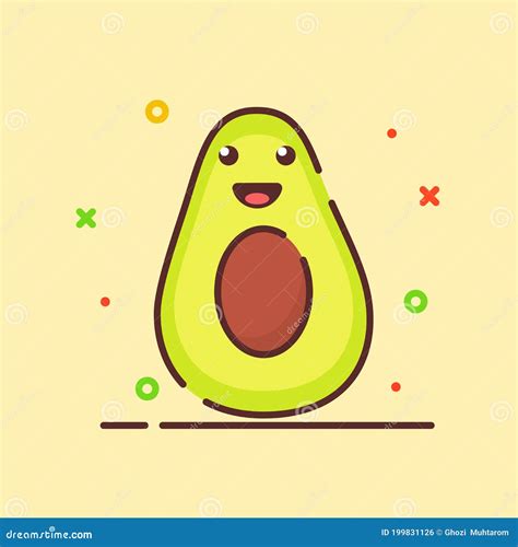 Avocado Cute Kawaii Mascot Set Kawaii Food Faces Cartoon Vector