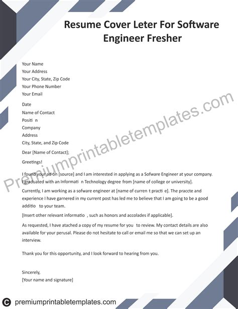 Use our resume cover letter examples to write yours in a few minutes. Software Engineer Resume | Cover Letter | Premium ...
