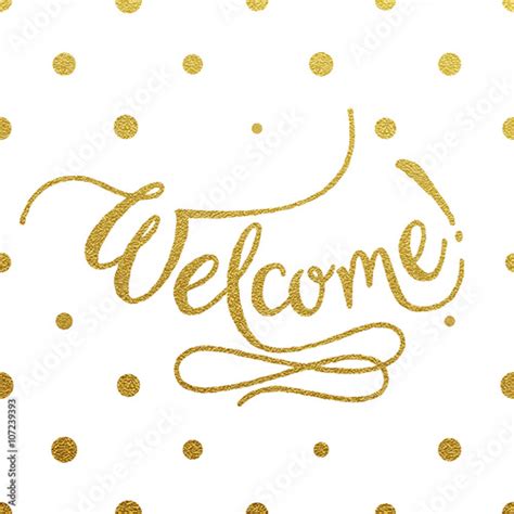 Welcome Gold Glitter Lettering Design Stock Vector Adobe Stock