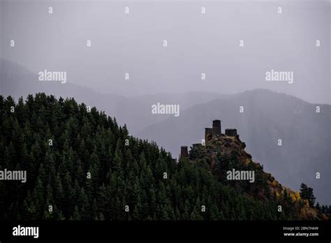 Caucasus Georgia Tusheti Region Dartlo Medieval Tower Against A