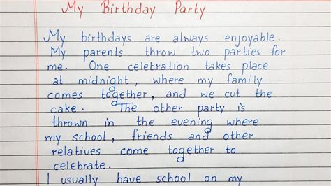 Write A Short Essay On My Birthday Party Essay Writing English Youtube