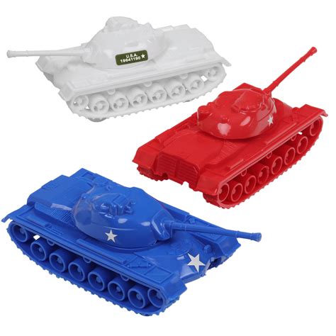 Timmee Toy Tanks For Plastic Army Men Red White Blue Ww2 3pc Made In