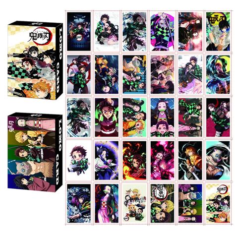 30pcs Box Anime Demon Slayer Cards Cartoon Postcard Artbook Props Lomo