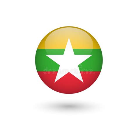 Myanmar Flag Round Glossy Stock Vector Illustration Of Government