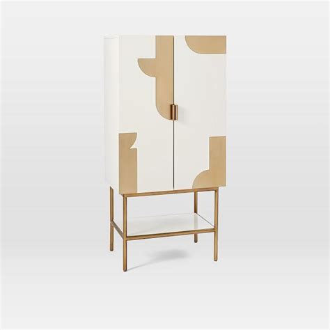 Sign up & shop now! Graphic White Gold Bar Cabinet