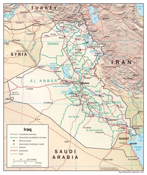 Large Detailed Political And Administrative Map Of Iraq With Relief