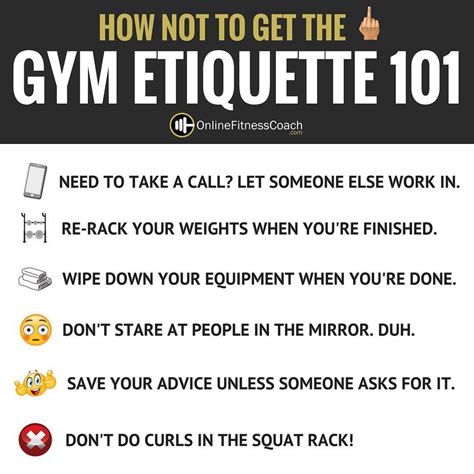 Gym Etiquette 101 Gym Etiquette Fitness Tips Health Fitness Motivation