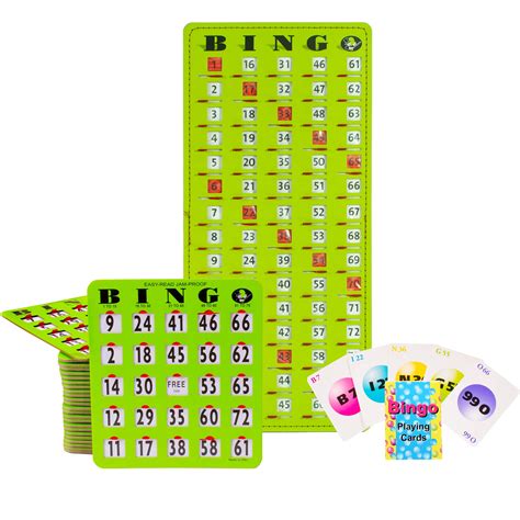 Buy Mr Chips Jam Proof Bingo Cards With Sliding Windows 25 Green Easy