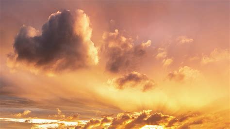 Stunning Summer Sunset Sky With Heart Shaped Cloud And Colorful