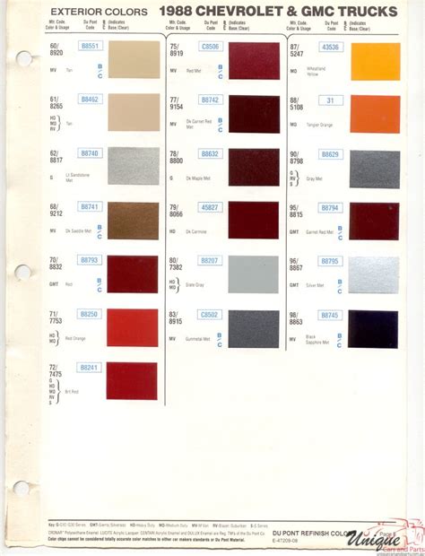 1967 Gmc Color Chart