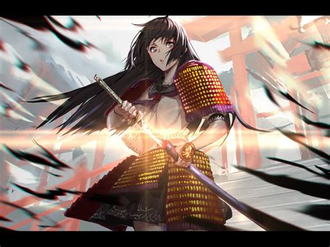 Desktop Wallpaper Warrior Ninja Samurai Anime Girl