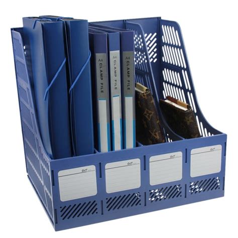 4 Compartments Plastic File Rack Paper Magazine Holderdesk Book Sorter