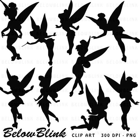 Tinkerbell Silhouette Clipart Png Digital Scrapbooking Etsy Fairy