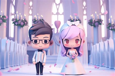 Premium Ai Image Bride And Groom Standing At The Wedding Altar In 3d