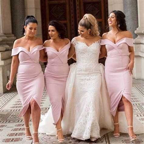 Are you looking for wedding dresses in johannesburg? Blush Pink Short Bridesmaid Dresses Boat Neck Off The ...