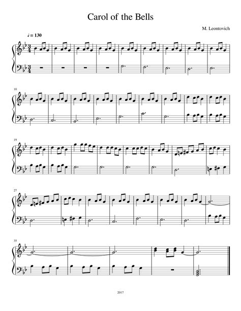 • carol of the bells is a popular christmas carol, composed by mykola leontovych with lyrics by peter j. Carol of the Bells Sheet music for Piano (Solo) | Musescore.com