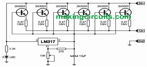 Input voltage is fed to the pin3 (v in) of the ic and regulated output voltage is available. Simple 24V 20 Amp Adjustable Power Supply Circuit