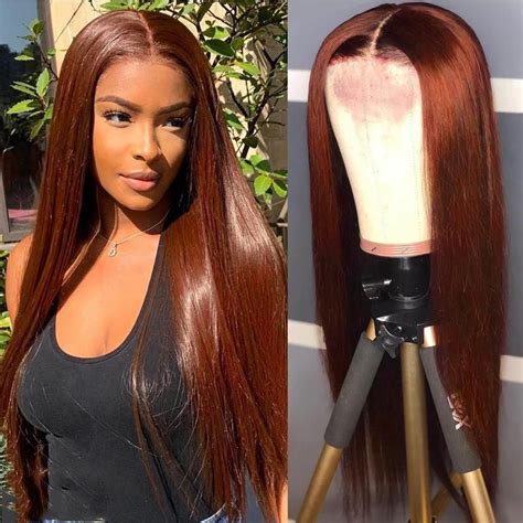 Lumiere 33 Colored Straight Lace Frontal Closure Human Hair Wigs For Black Women Straight