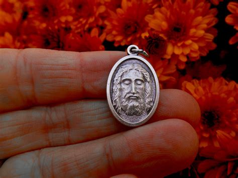 Holy Face Medal Face Of Jesus Charm For Necklaceholy Face Of Etsy