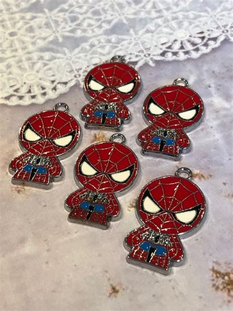 5 Piezas Spiderman Charm L Marvel Enamel Charms Etsy