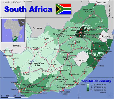 South Africa Country Data Links And Map By Administrative Structure