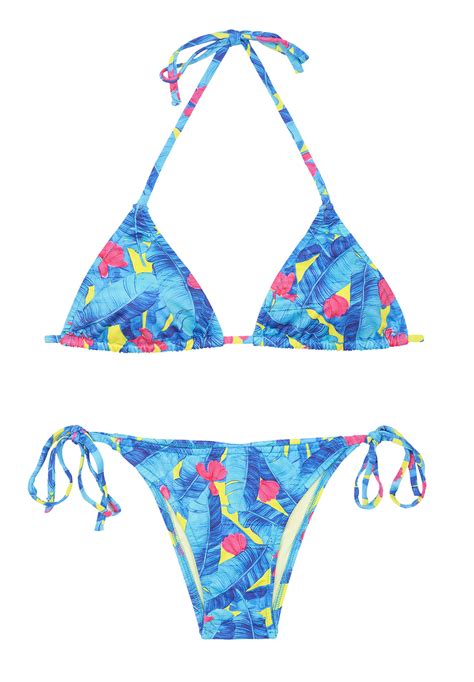 Blue Brazilian Bikini With Fluorescent Coloured Details Flash Hula